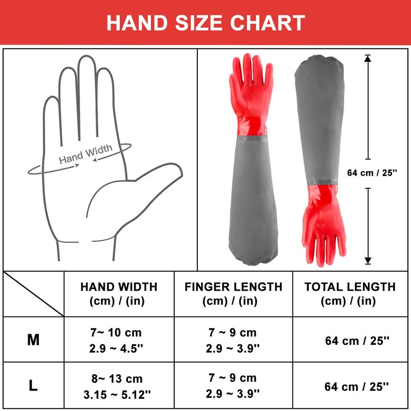Coopache Full Arm Pond Gloves with Cotton lining Extra Long Waterproof Gloves for Pond Cleaning Care and Machinery Industry 25-inch (Red & Black  Medium) - Image 5